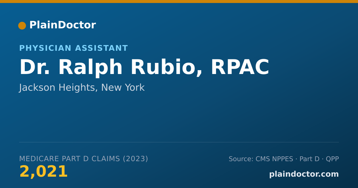 Shareable card for Ralph Rubio, RPAC - Physician Assistant, Jackson Heights, NY