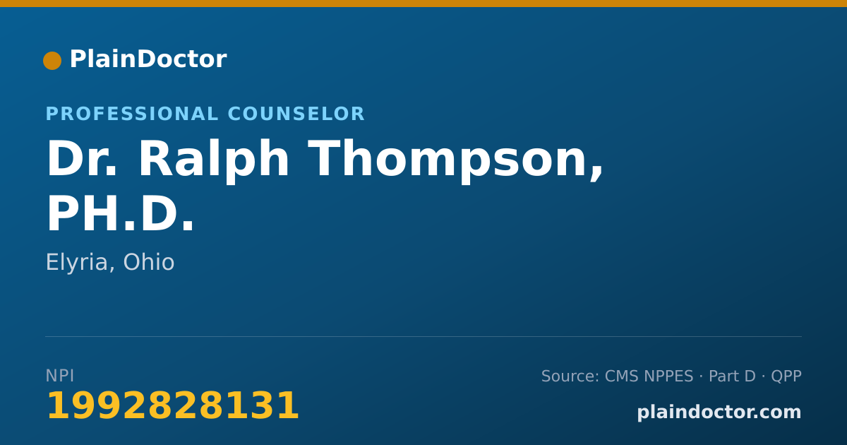 Shareable card for Ralph Thompson, PH.D. - Professional Counselor, Elyria, OH