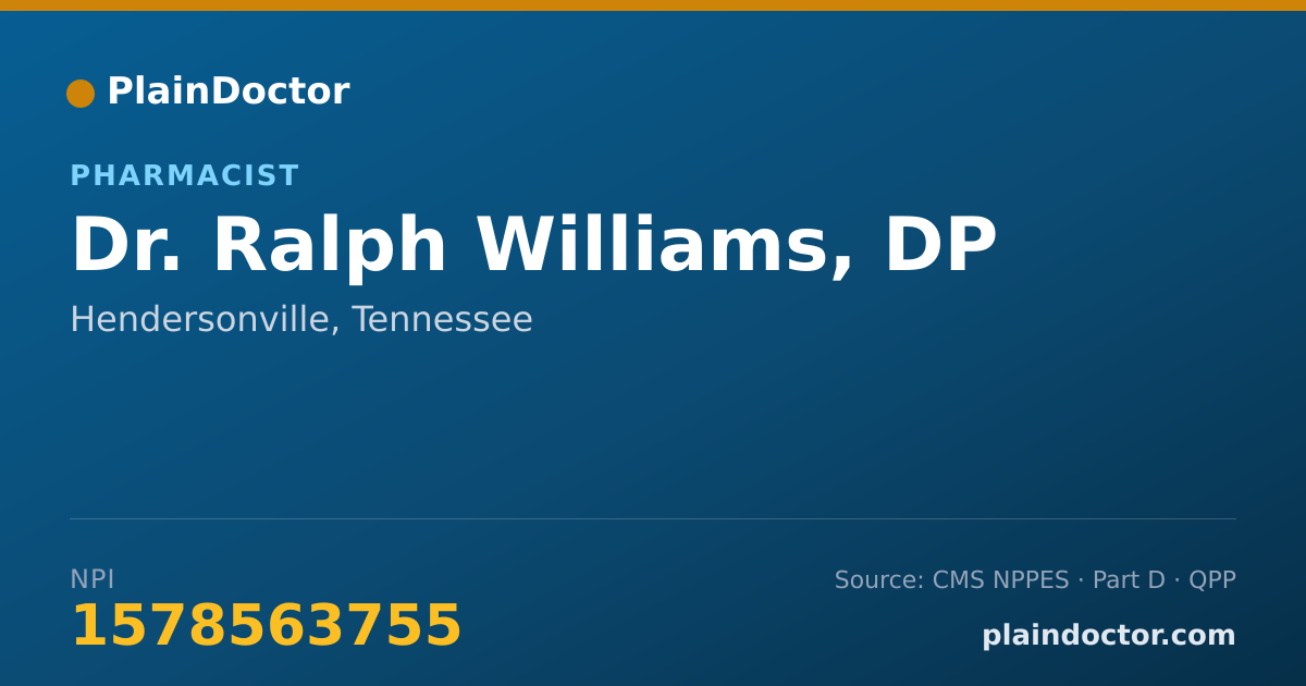 Shareable card for Ralph Williams, DP - Pharmacist, Hendersonville, TN