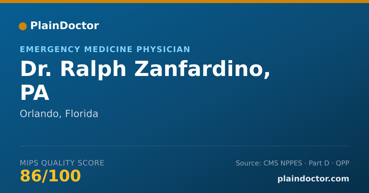 Shareable card for Ralph Zanfardino, PA - Emergency Medicine Physician, Orlando, FL