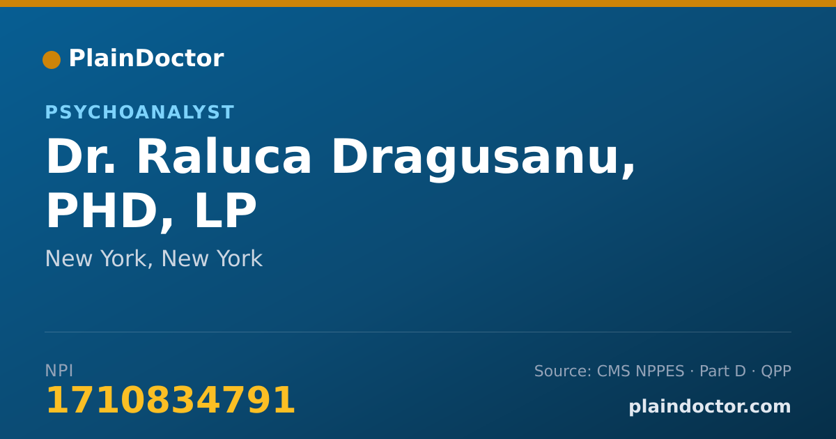 Shareable card for Raluca Dragusanu, PHD, LP - Psychoanalyst, New York, NY
