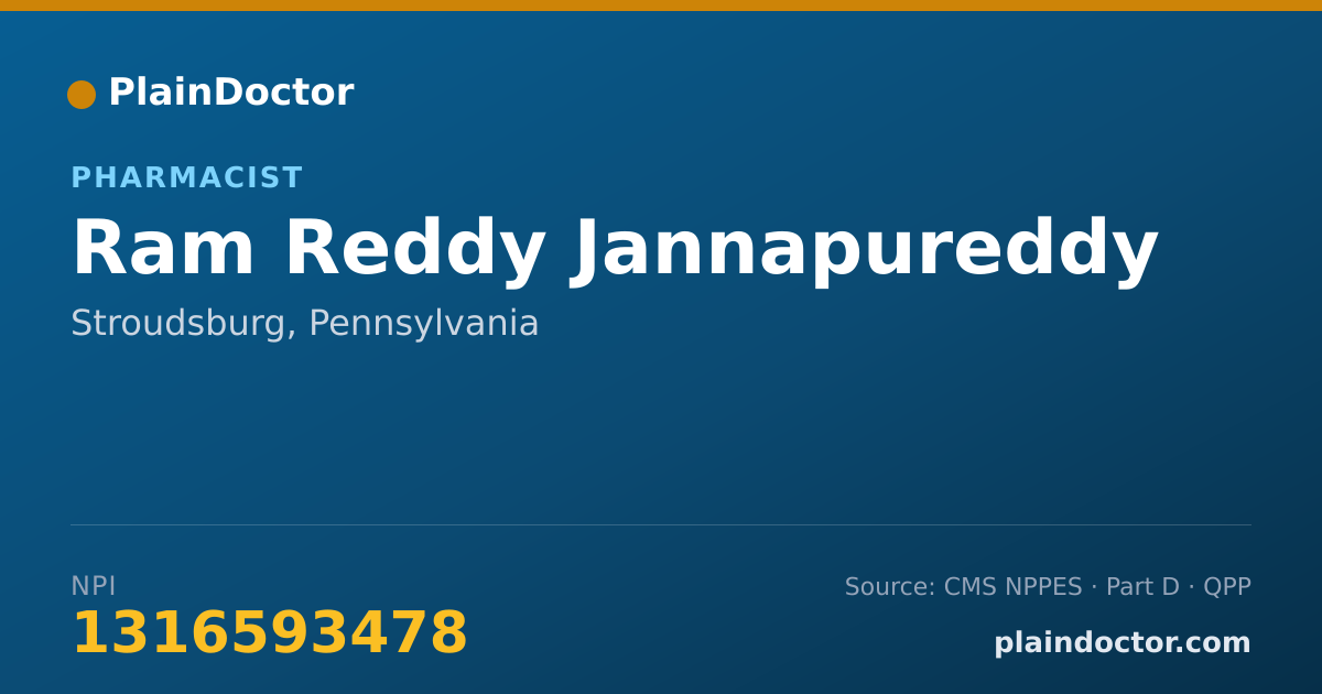 Shareable card for Ram Reddy Jannapureddy - Pharmacist, Stroudsburg, PA