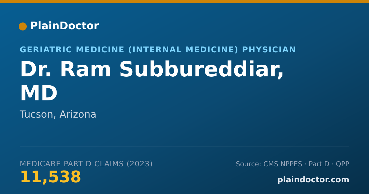 Shareable card for Ram Subbureddiar, MD - Geriatric Medicine (Internal Medicine) Physician, Tucson, AZ