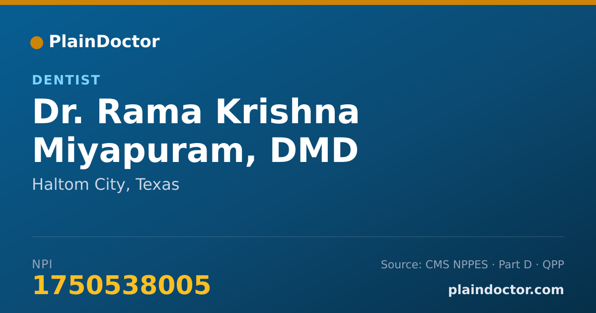 Shareable card for Rama Krishna Miyapuram, DMD - Dentist, Haltom City, TX