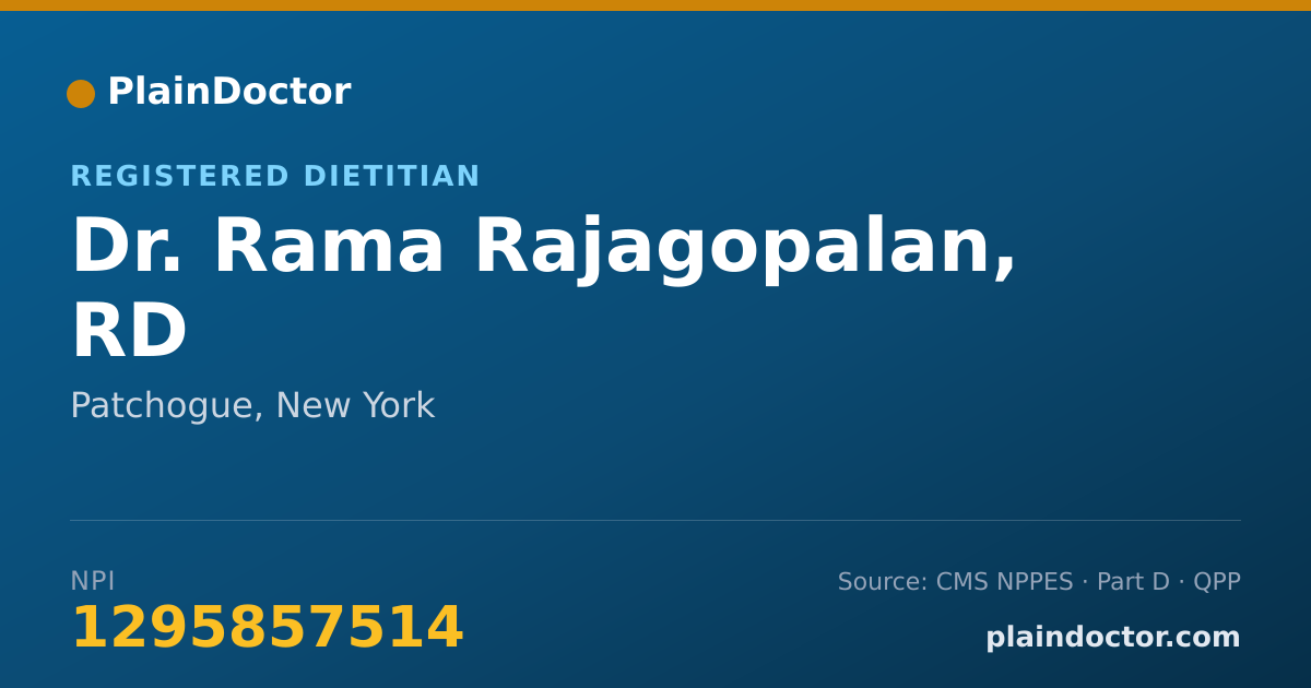 Shareable card for Rama Rajagopalan, RD - Registered Dietitian, Patchogue, NY