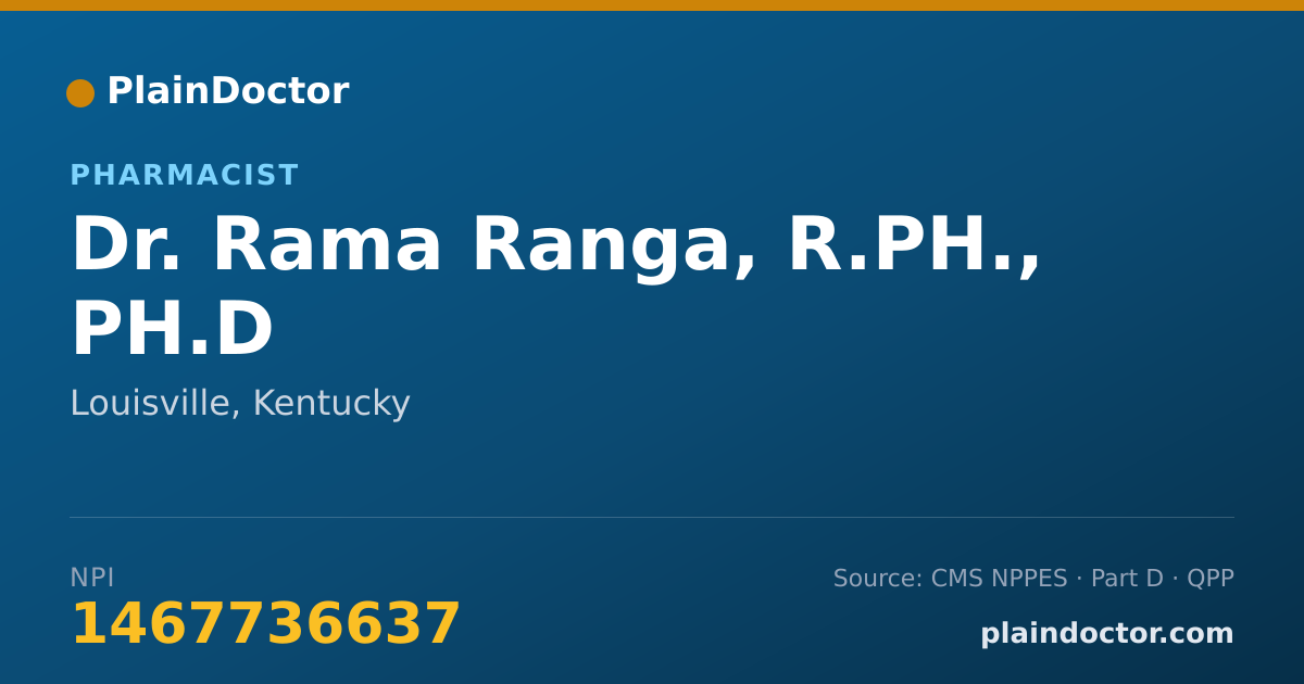 Shareable card for Rama Ranga, R.PH., PH.D - Pharmacist, Louisville, KY