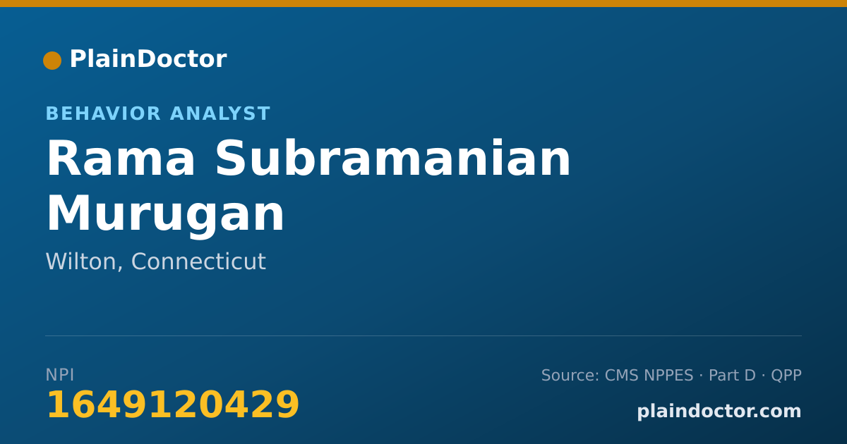 Shareable card for Rama Subramanian Murugan - Behavior Analyst, Wilton, CT