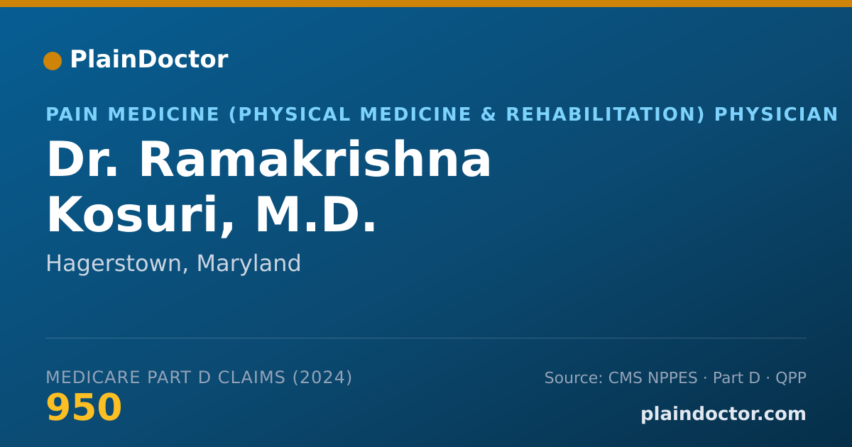 Shareable card for Ramakrishna Kosuri, M.D. - Pain Medicine (Physical Medicine & Rehabilitation) Physician, Hagerstown, MD