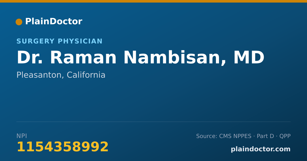 Shareable card for Raman Nambisan, MD - Surgery Physician, Pleasanton, CA