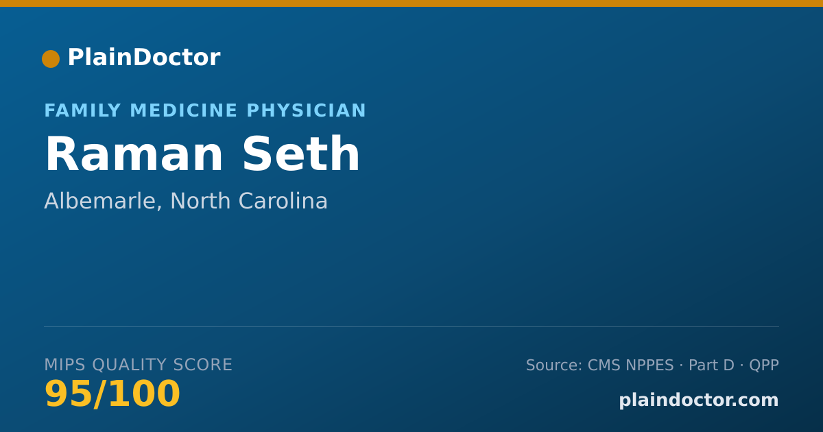 Shareable card for Raman Seth - Family Medicine Physician, Albemarle, NC