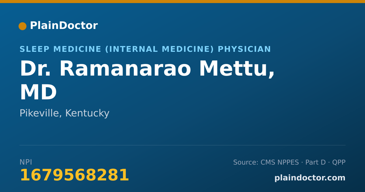 Shareable card for Ramanarao Mettu, MD - Sleep Medicine (Internal Medicine) Physician, Pikeville, KY