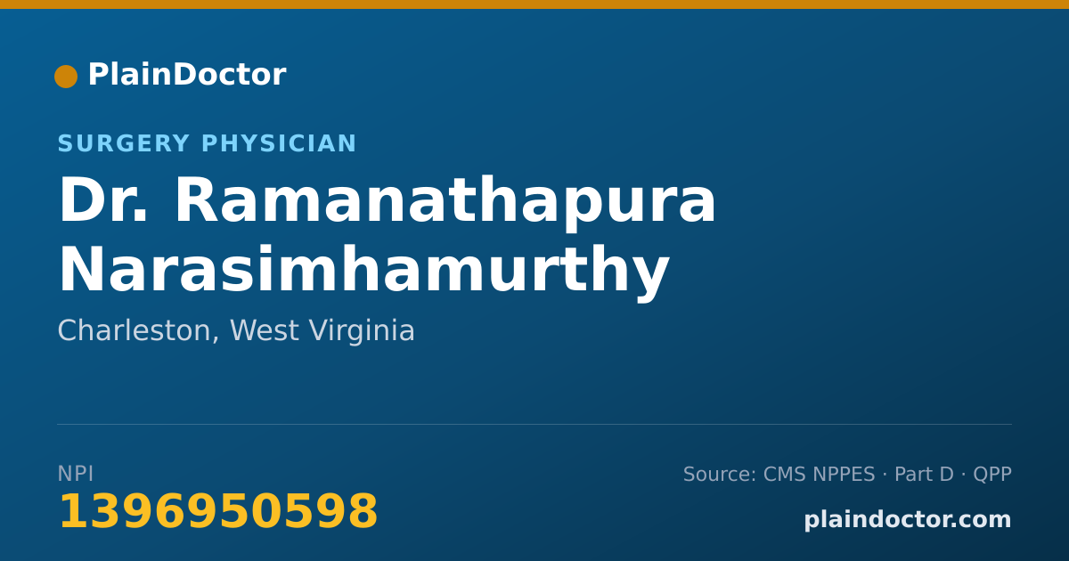 Shareable card for Ramanathapura Narasimhamurthy Haricharan, M.D. - Surgery Physician, Charleston, WV