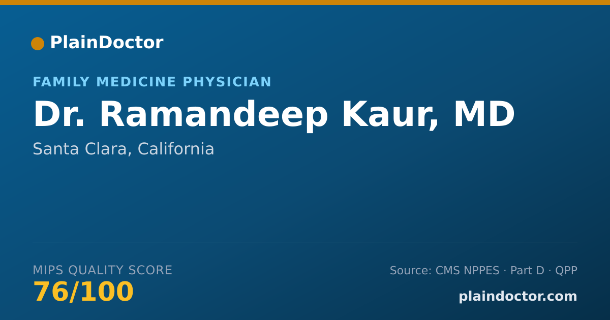 Shareable card for Ramandeep Kaur, MD - Family Medicine Physician, Santa Clara, CA