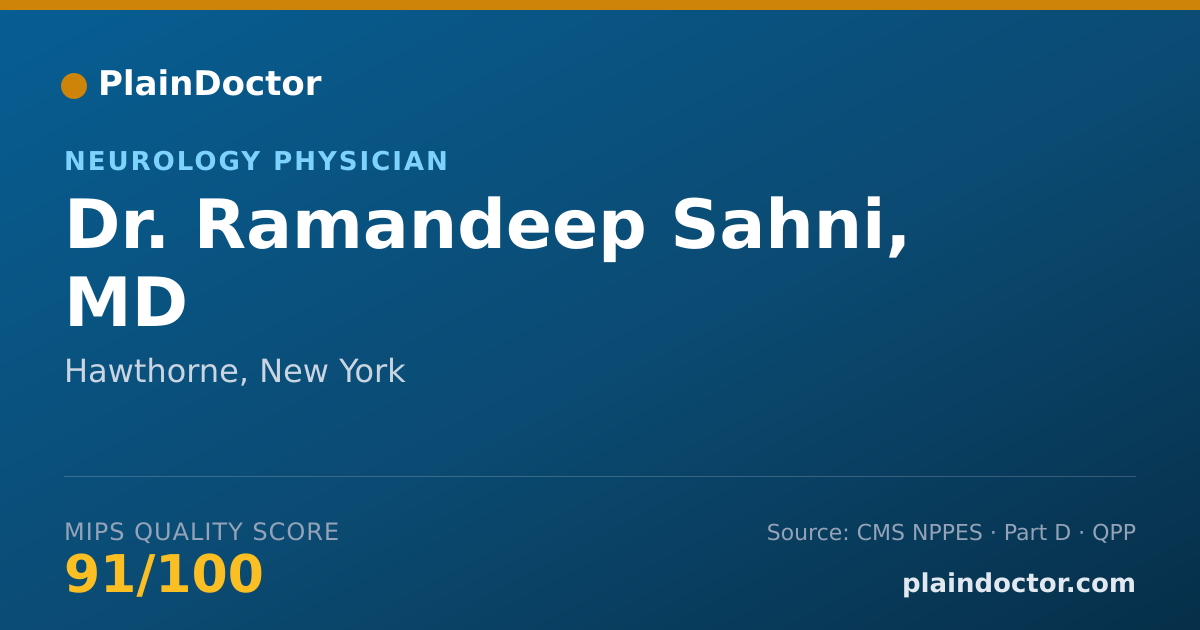 Shareable card for Ramandeep Sahni, MD - Neurology Physician, Hawthorne, NY