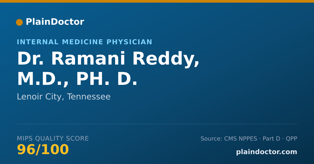 Shareable card for Ramani Reddy, M.D., PH. D. - Internal Medicine Physician, Lenoir City, TN