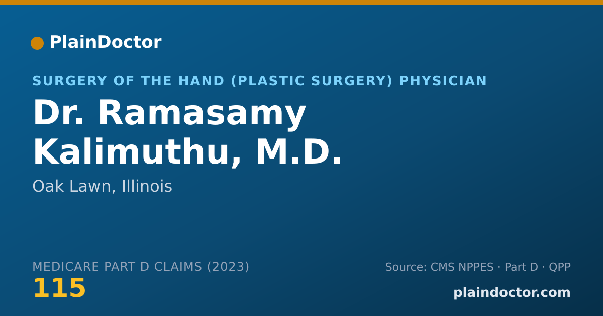 Shareable card for Ramasamy Kalimuthu, M.D. - Surgery of the Hand (Plastic Surgery) Physician, Oak Lawn, IL