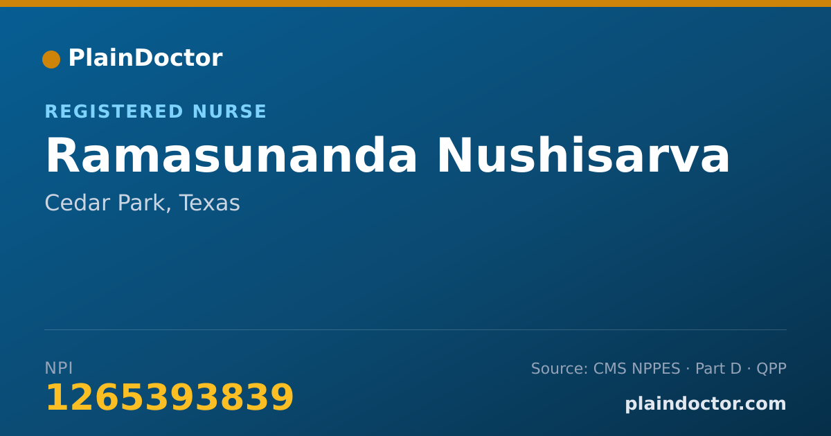 Shareable card for Ramasunanda Nushisarva - Registered Nurse, Cedar Park, TX
