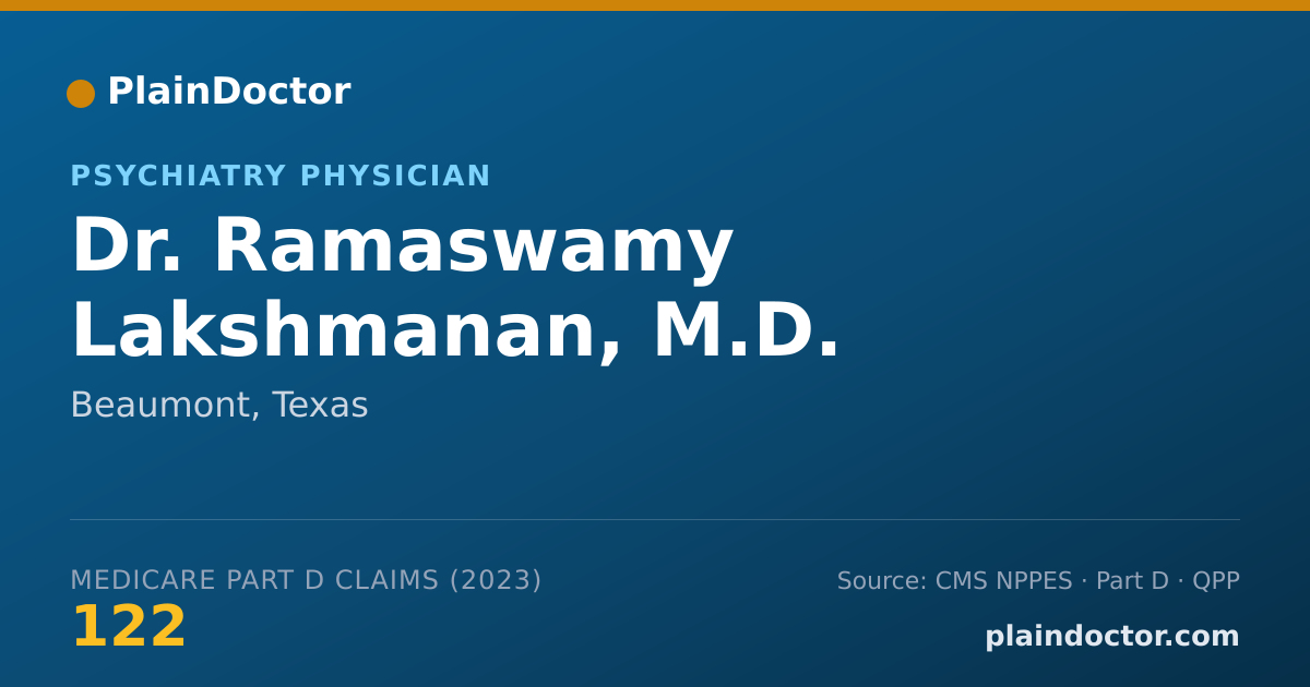 Shareable card for Ramaswamy Lakshmanan, M.D. - Psychiatry Physician, Beaumont, TX