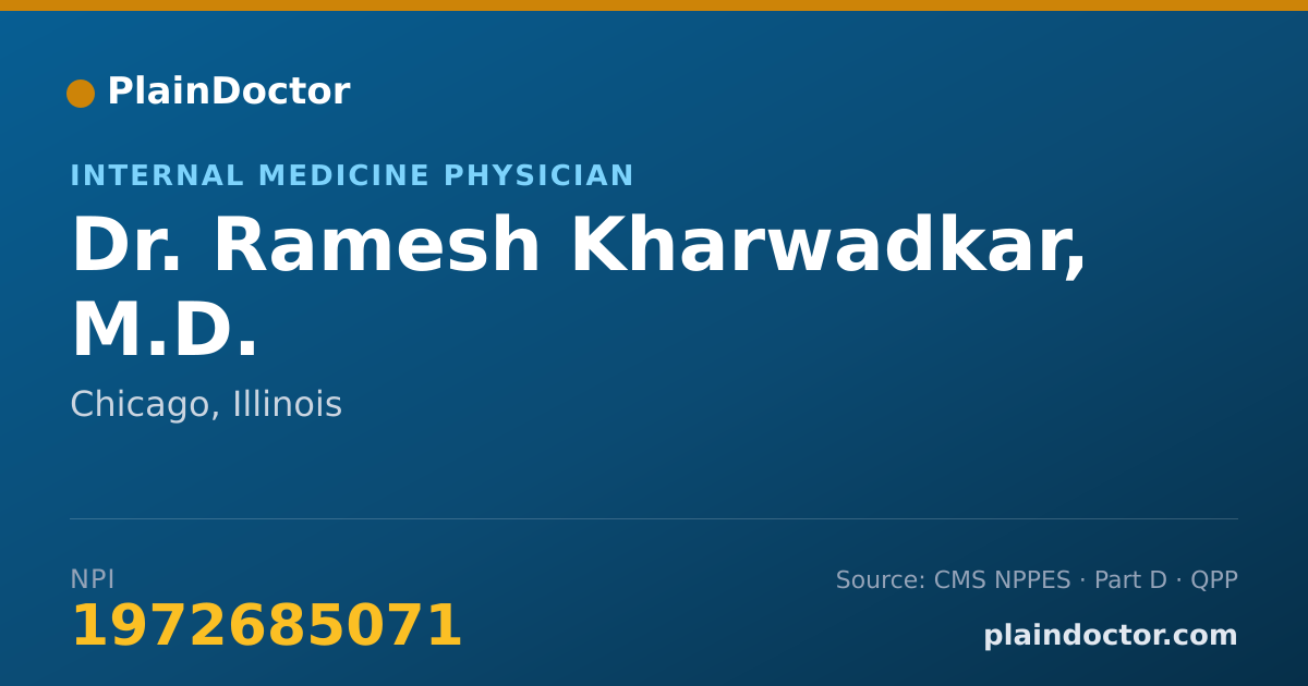 Shareable card for Ramesh Kharwadkar, M.D. - Internal Medicine Physician, Chicago, IL