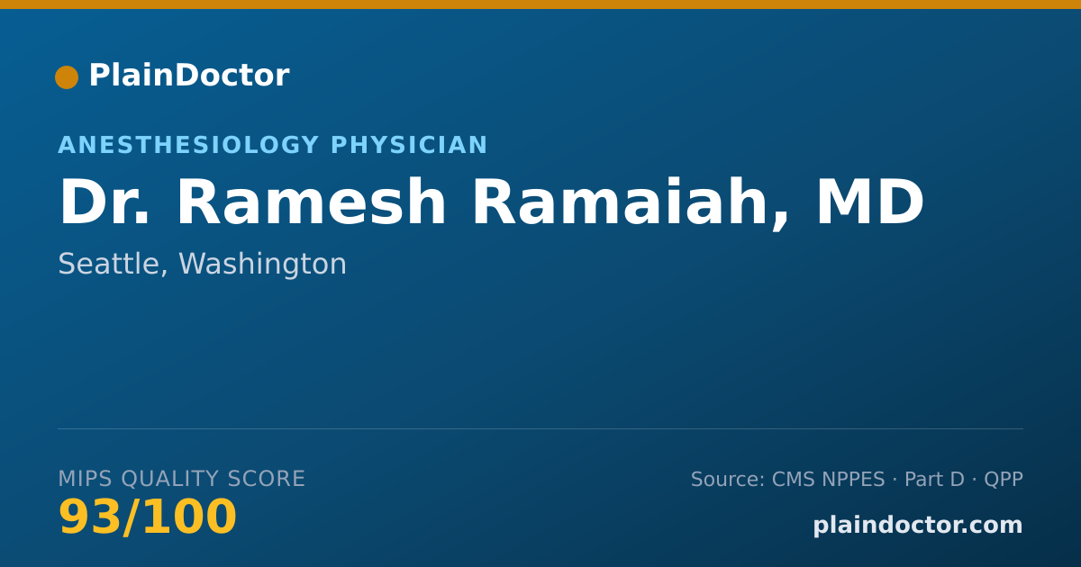 Shareable card for Ramesh Ramaiah, MD - Anesthesiology Physician, Seattle, WA