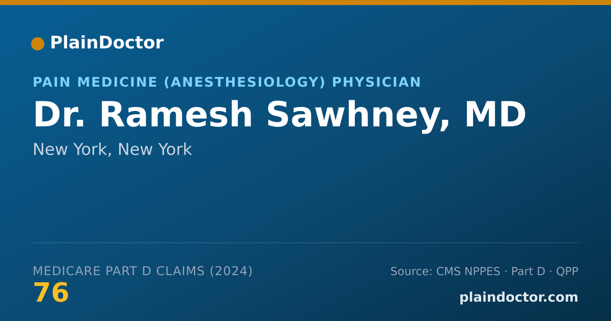 Shareable card for Ramesh Sawhney, MD - Pain Medicine (Anesthesiology) Physician, New York, NY