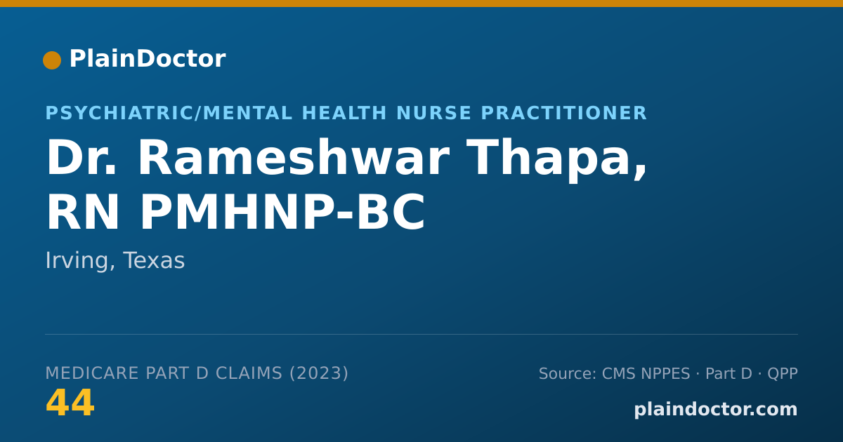 Shareable card for Rameshwar Thapa, RN PMHNP-BC - Psychiatric/Mental Health Nurse Practitioner, Irving, TX