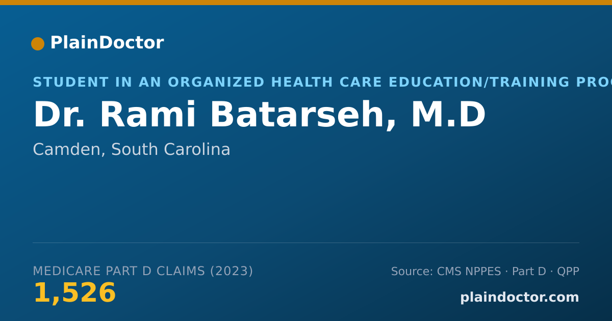 Shareable card for Rami Batarseh, M.D - Student in an Organized Health Care Education/Training Program, Camden, SC