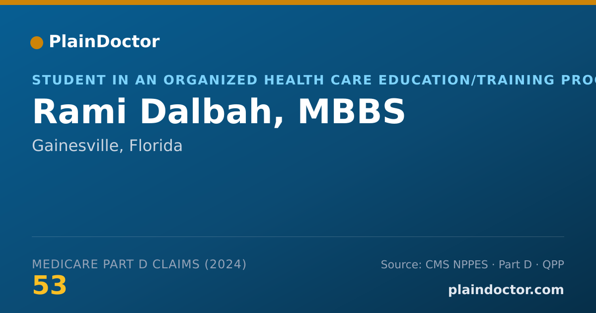 Shareable card for Rami Dalbah, MBBS - Student in an Organized Health Care Education/Training Program, Gainesville, FL