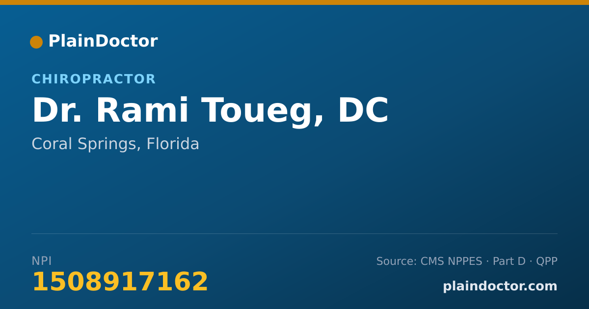 Shareable card for Rami Toueg, DC - Chiropractor, Coral Springs, FL