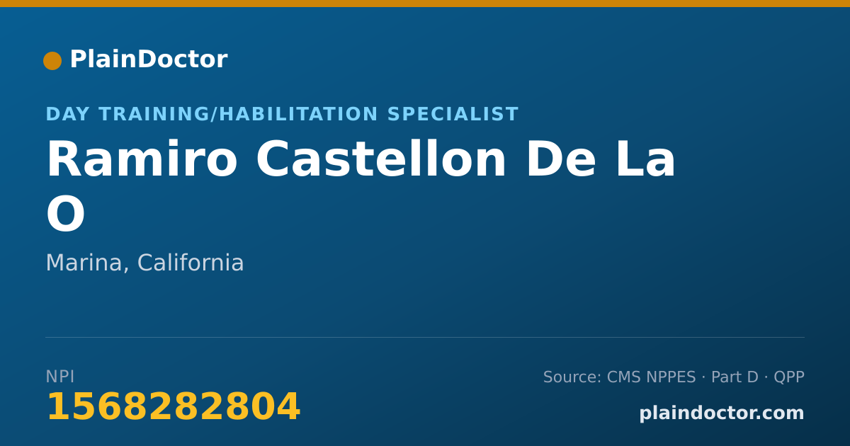 Shareable card for Ramiro Castellon De La O - Day Training/Habilitation Specialist, Marina, CA