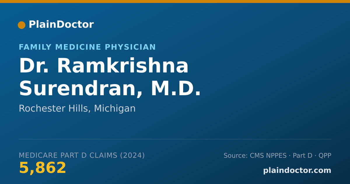 Shareable card for Ramkrishna Surendran, M.D. - Family Medicine Physician, Rochester Hills, MI
