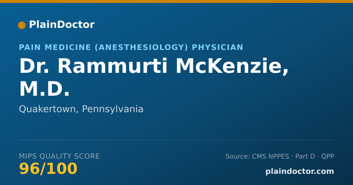 Shareable card for Rammurti McKenzie, M.D. - Pain Medicine (Anesthesiology) Physician, Quakertown, PA