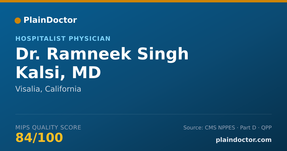 Shareable card for Ramneek Singh Kalsi, MD - Hospitalist Physician, Visalia, CA