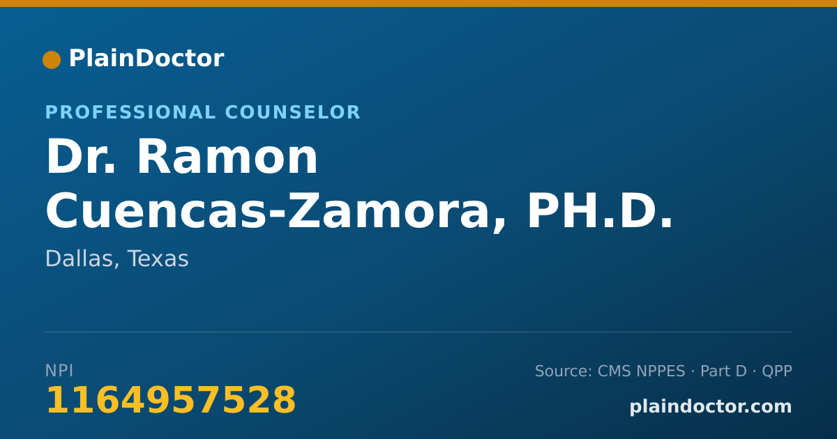Shareable card for Ramon Cuencas-Zamora, PH.D. - Professional Counselor, Dallas, TX