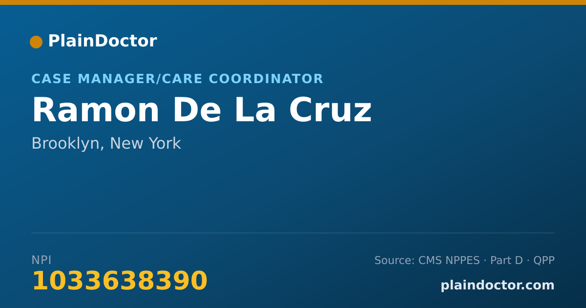 Shareable card for Ramon De La Cruz - Case Manager/Care Coordinator, Brooklyn, NY