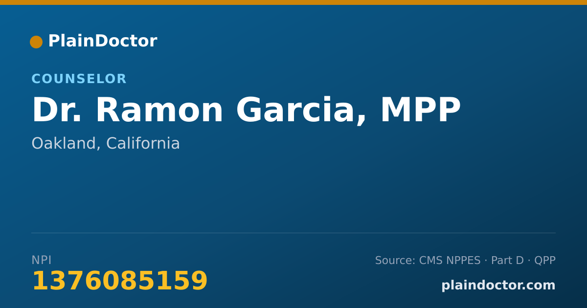 Shareable card for Ramon Garcia, MPP - Counselor, Oakland, CA