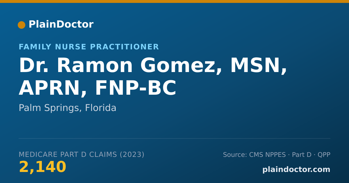 Shareable card for Ramon Gomez, MSN, APRN, FNP-BC - Family Nurse Practitioner, Palm Springs, FL
