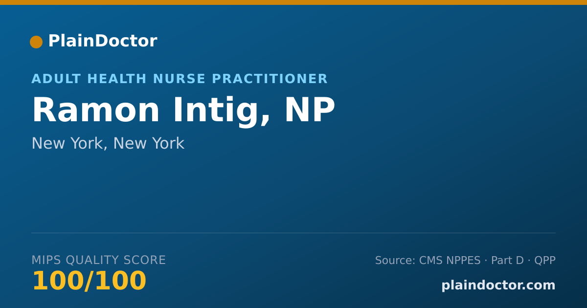 Shareable card for Ramon Intig, NP - Adult Health Nurse Practitioner, New York, NY