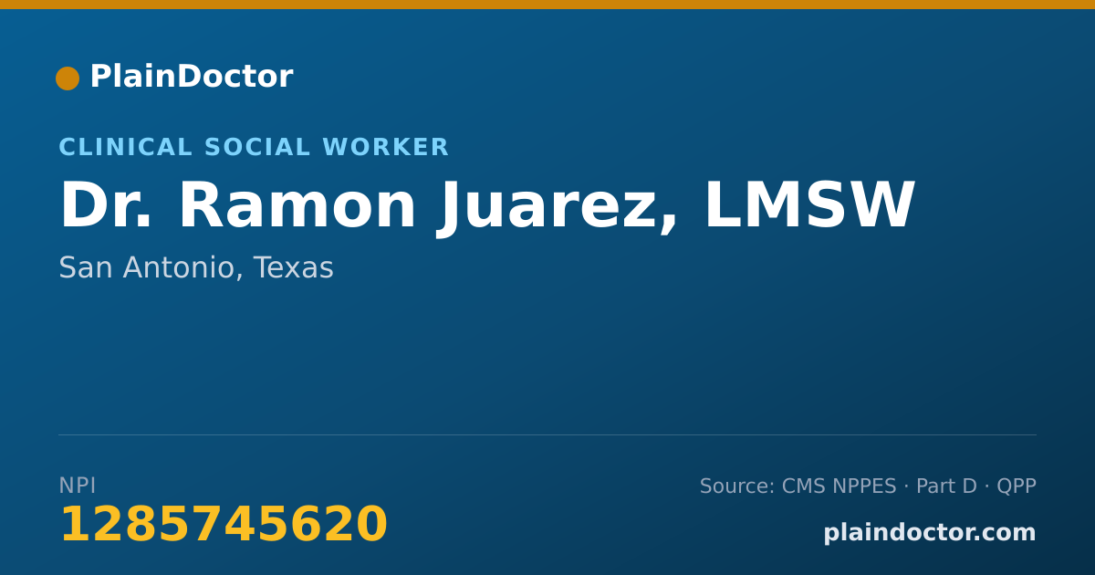 Shareable card for Ramon Juarez, LMSW - Clinical Social Worker, San Antonio, TX