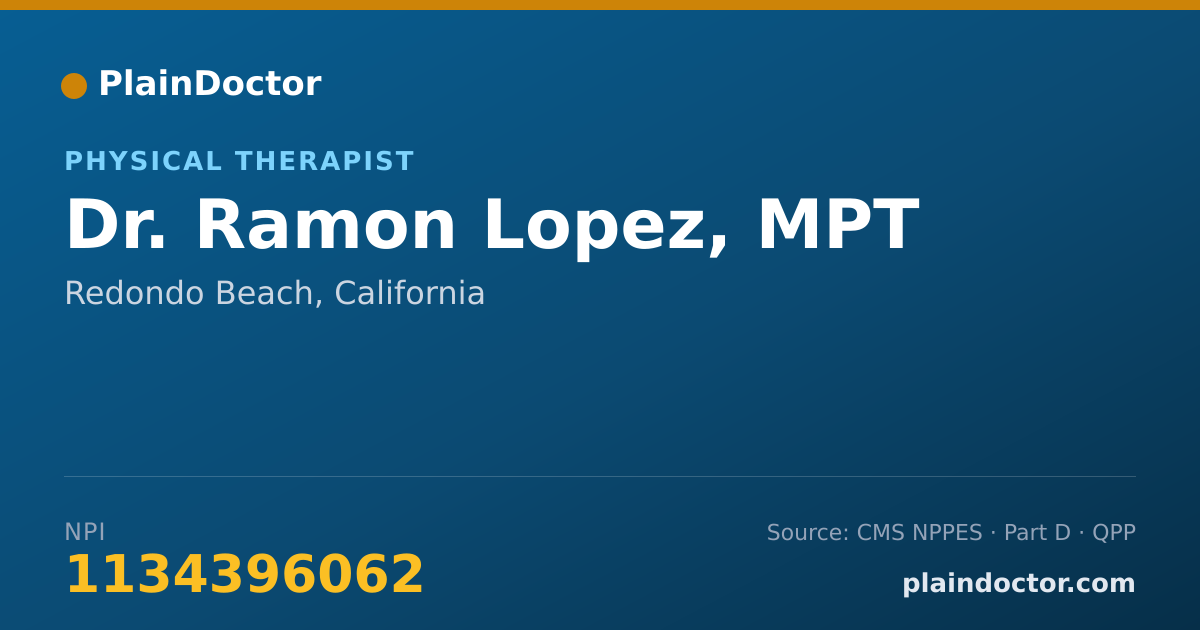 Shareable card for Ramon Lopez, MPT - Physical Therapist, Redondo Beach, CA