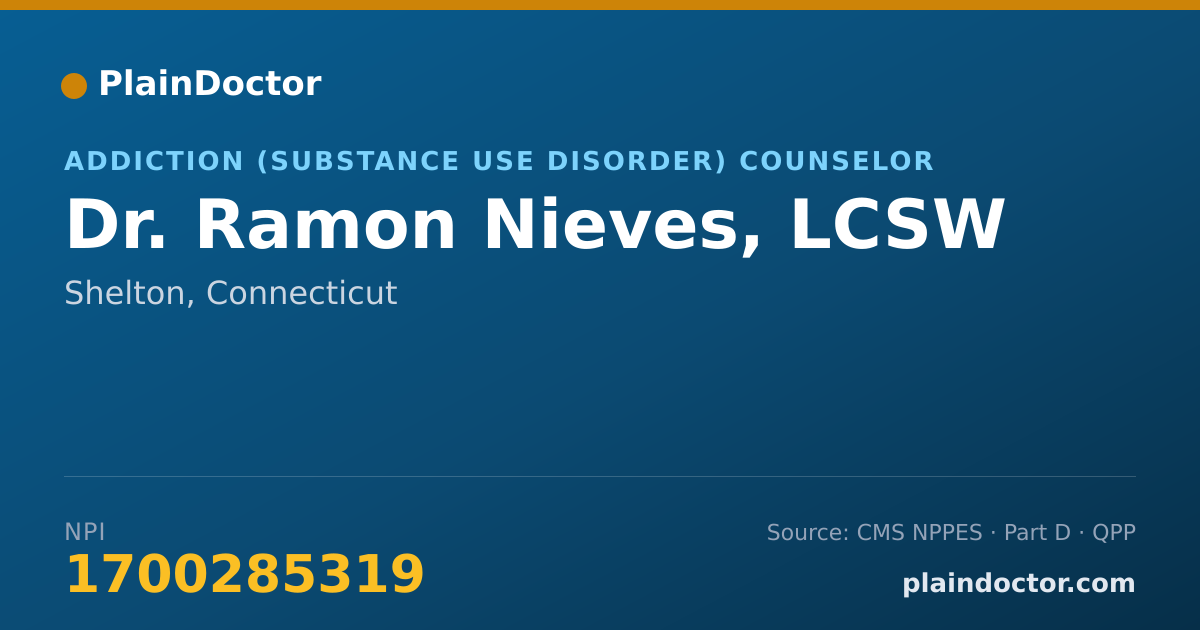 Shareable card for Ramon Nieves, LCSW - Addiction (Substance Use Disorder) Counselor, Shelton, CT