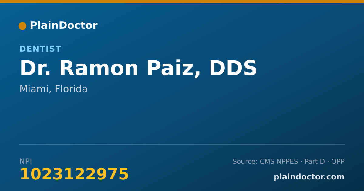 Shareable card for Ramon Paiz, DDS - Dentist, Miami, FL