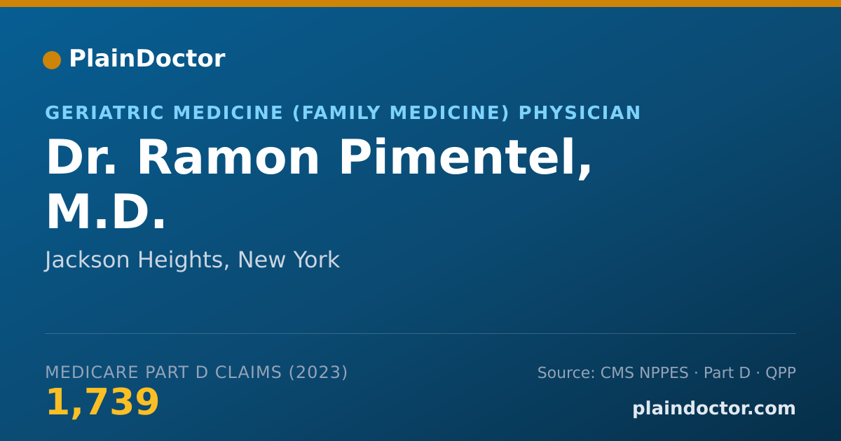 Shareable card for Ramon Pimentel, M.D. - Geriatric Medicine (Family Medicine) Physician, Jackson Heights, NY