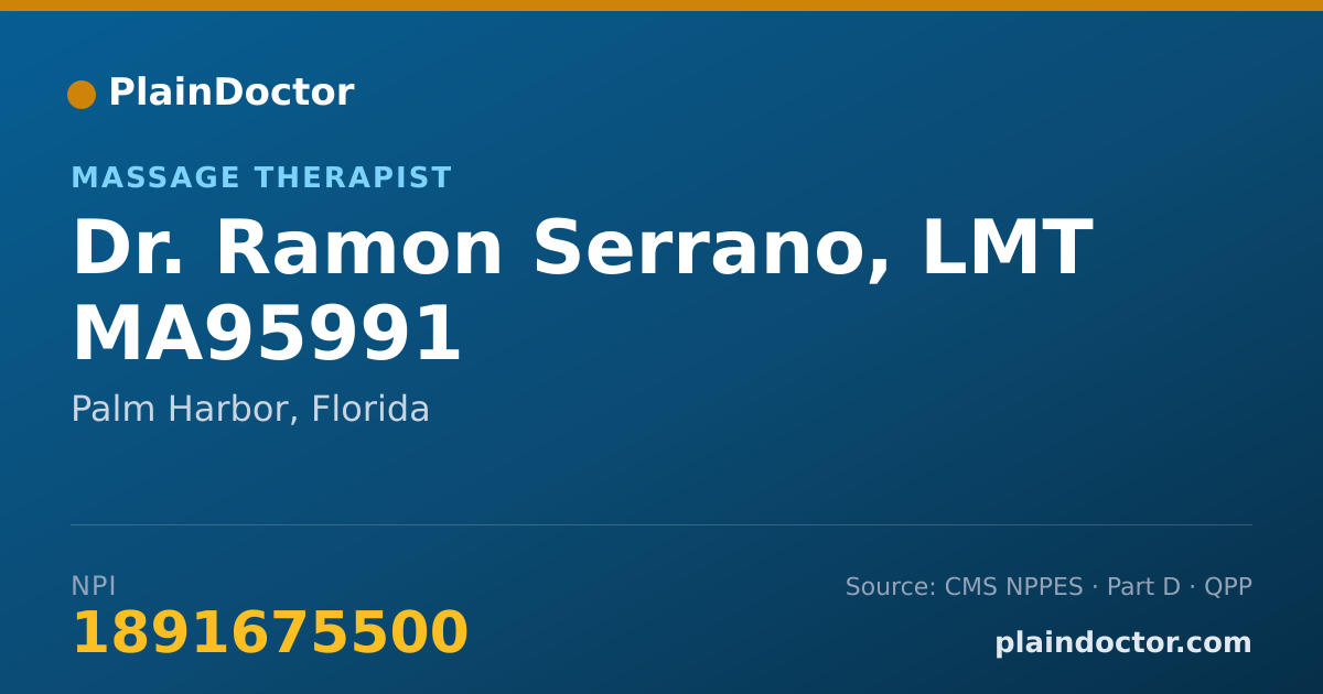 Shareable card for Ramon Serrano, LMT MA95991 - Massage Therapist, Palm Harbor, FL