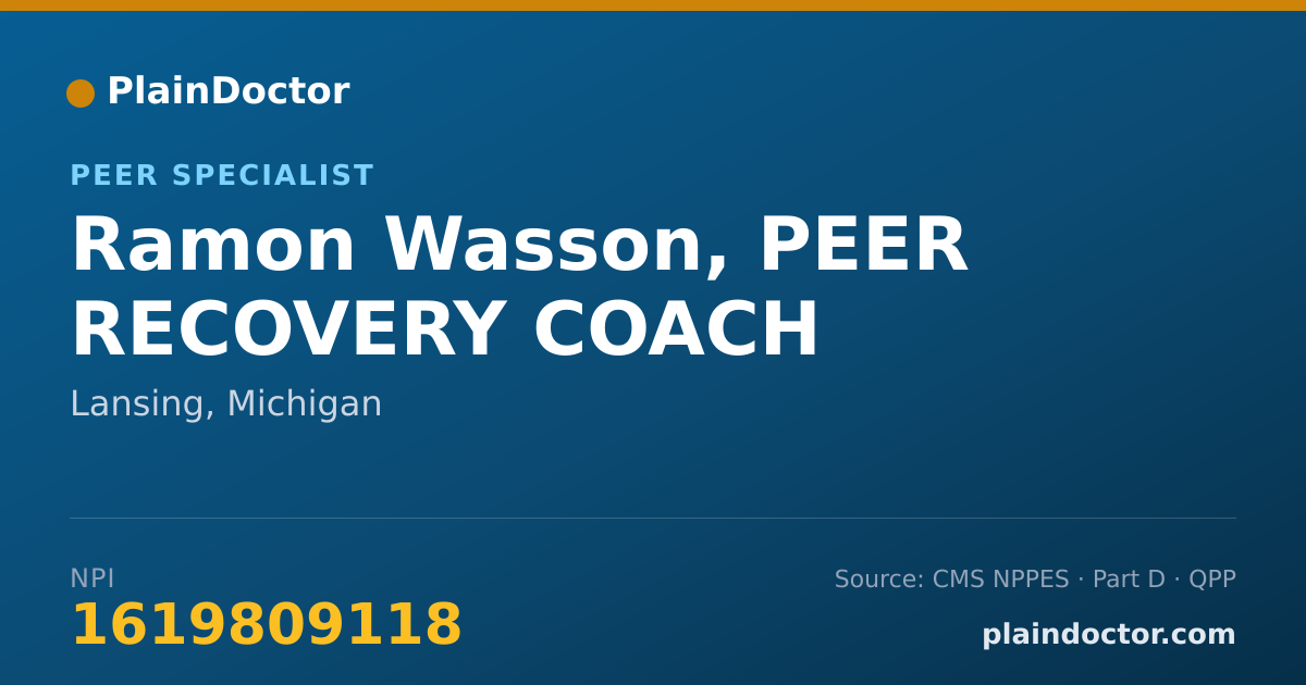 Shareable card for Ramon Wasson, PEER RECOVERY COACH - Peer Specialist, Lansing, MI