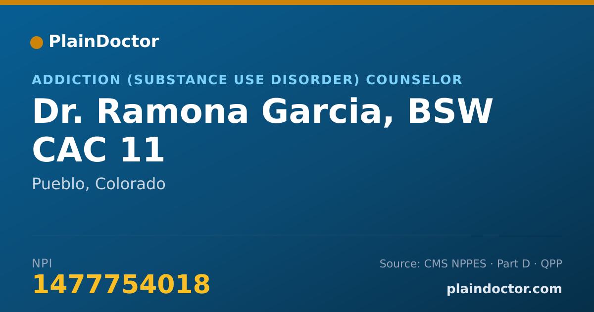 Shareable card for Ramona Garcia, BSW CAC 11 - Addiction (Substance Use Disorder) Counselor, Pueblo, CO