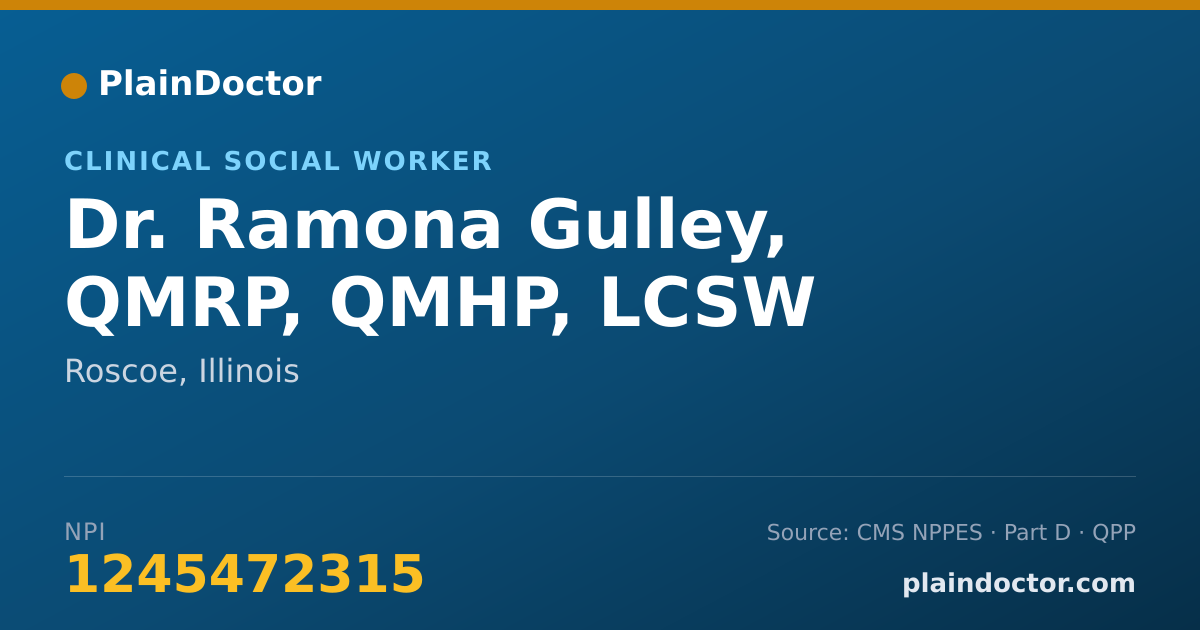 Shareable card for Ramona Gulley, QMRP, QMHP, LCSW - Clinical Social Worker, Roscoe, IL