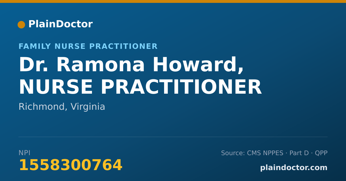 Shareable card for Ramona Howard, NURSE PRACTITIONER - Family Nurse Practitioner, Richmond, VA