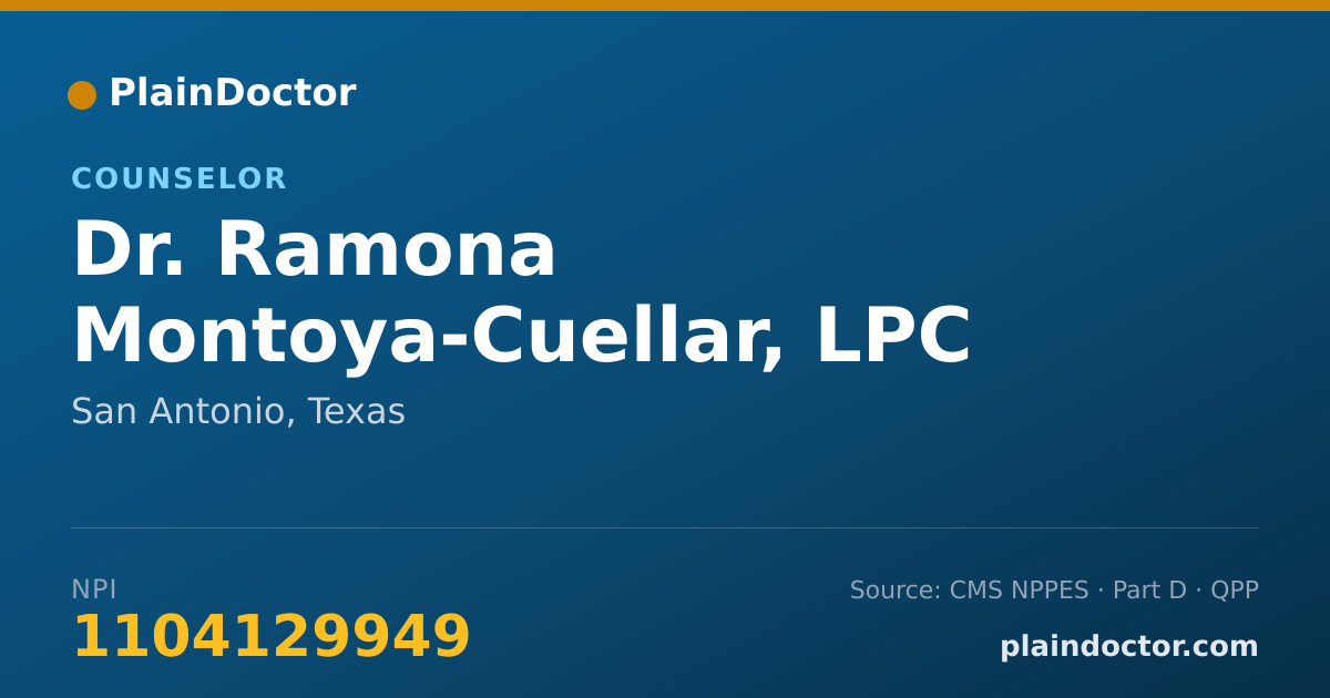 Shareable card for Ramona Montoya-Cuellar, LPC - Counselor, San Antonio, TX