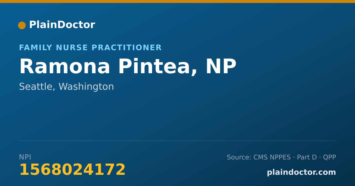 Shareable card for Ramona Pintea, NP - Family Nurse Practitioner, Seattle, WA